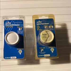 Two Leviton White and Ivory Push On/Off Dimmer with RFI Filter